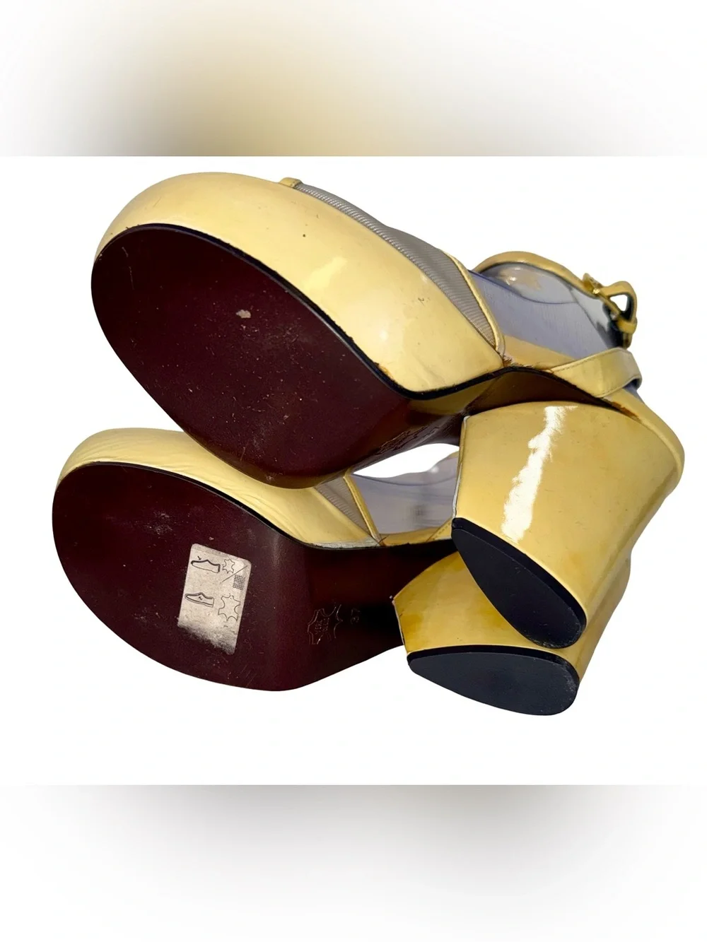 SONIA RYKIEL YELLOW PLATFORM WEDGE SANDALS
